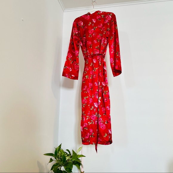 90s Vintage California Dynasty Robe | Red Roses | EUC Size Large - Picture 7 of 12